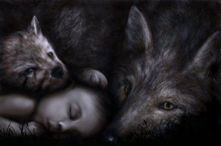 Wolf_baby_at_night_by_Alisha_Mordicae